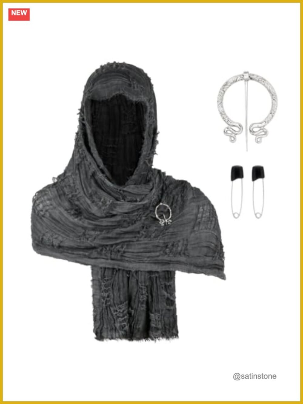 Medieval Hooded Shawl Cloak Twill Fabric One Size
